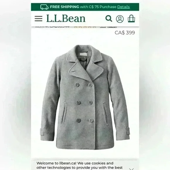 L.L. Bean | Women’s Grey Classic Lambswool Peacoat Jacket  Size 2X - Picture 2 of 14